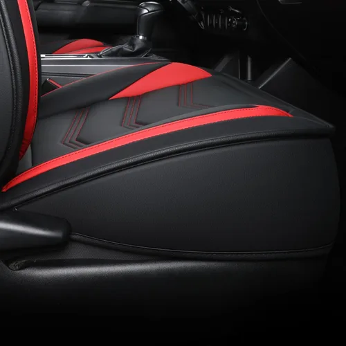 Miniatura 5 de LUCKYMAN CLUB Fundas de asiento solo delanteras para Tacoma 2005-2023 con piel sintética impermeable (solo delantero, rojo)