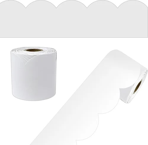 Carson Dellosa - Bordes para tablón de anuncios de 65 pies, 1 rollo de papel festoneado para pizarra blanca, corcho y cartón, fiesta, decoración de