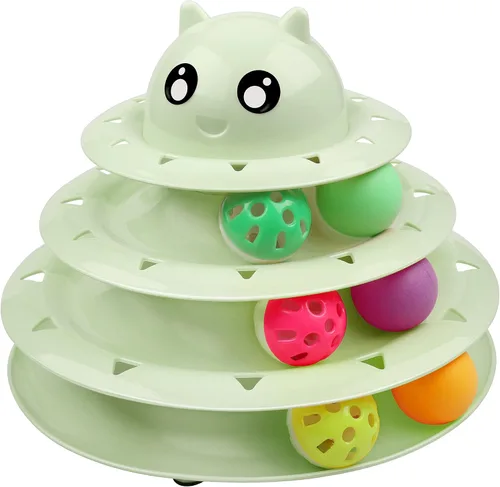 Miniatura 19 de UPSKY Juguete Rodillo para Gatos Tornamesa de 3 Niveles Juguete para Gatos con Pelotas con Seis Pelotas Coloridas Juguetes Interactivos para Gatitos