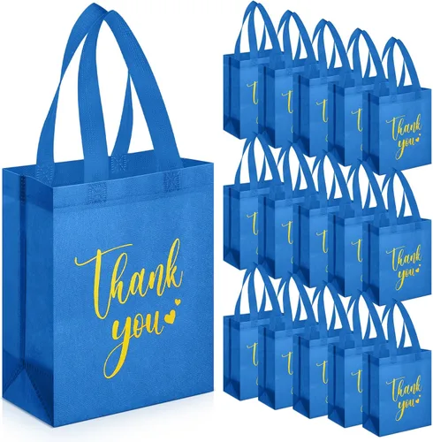 Miniatura 21 de Sweetude 30 Bolsas de Regalo de Agradecimiento con Asas a Granel Bolsa de Dulces Reutilizable No Tejida Plegable Bolso de Mano para Regalos