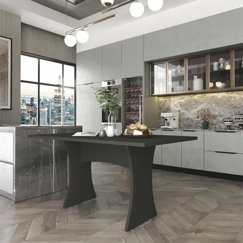 Miniatura 2 de Manhattan Comfort Coney - Mesa de comedor rectangular para 6 personas con patas de metal ajustables, superficie resistente y elegante silueta