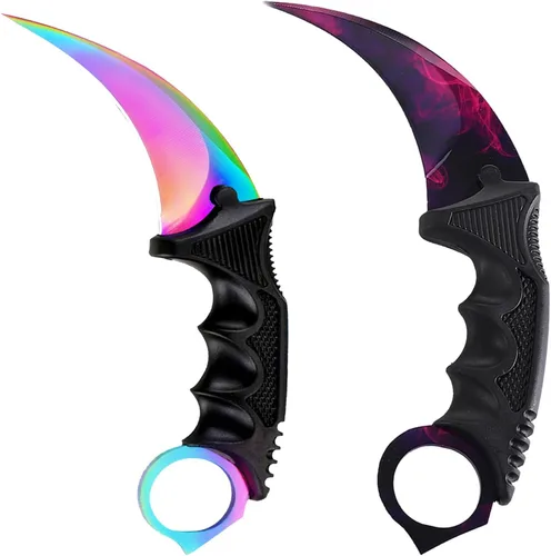 Miniatura 7 de Karambit - Cuchillo táctico de hoja fija, 2 piezas de acero inoxidable para exteriores, cuchillo de caza con funda y cable, adecuado