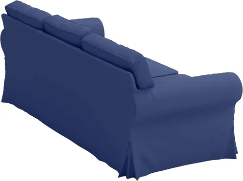 Miniatura 6 de Premium funda de repuesto de algodón pesado Ektorp para sofá de 3 asientos, compatible con funda de sofá de tres plazas IKEA Ektorp (Azul profundo)