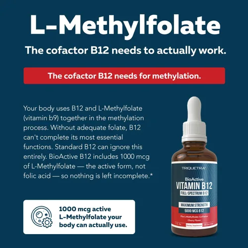 Miniatura 6 de Vitamina BioActiva B12 5000 mcg Contiene 3 Formas BioActivas de B12 Plus Cofactor Metilfolato - Metil B12, Adenosil B12 y Hidroxi B12