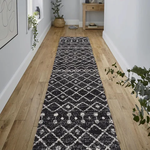Miniatura 4 de JONATHAN Y Aksil - Alfombra marroquí Beni Souk negro/crema, 2 x 8 pies, bohemio, escandinavo, fácil limpieza para sala de estar, dormitorio, cocina