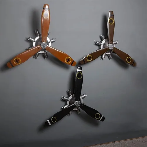 Miniatura 4 de KTV - Decoración de pared de hélice de avión, estilo industrial retro, hélice mecánica montada en la pared, escultura de pared de hierro forjado 3D