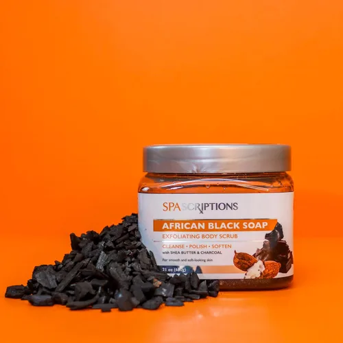 Miniatura 6 de SpaScriptions African Black Soap Sugar Scrub - Exfoliante corporal desintoxicante con manteca de karité y carbón, ideal para pieles grasas