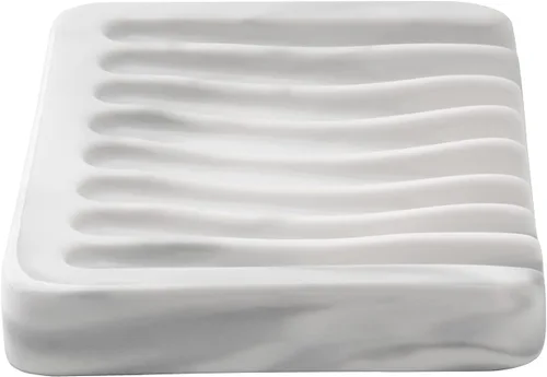Miniatura 3 de Jabonera de cerámica para fregadero, jabonera autodrenante para barra de ducha, soporte para jabón de baño, soporte para recipiente de jabón