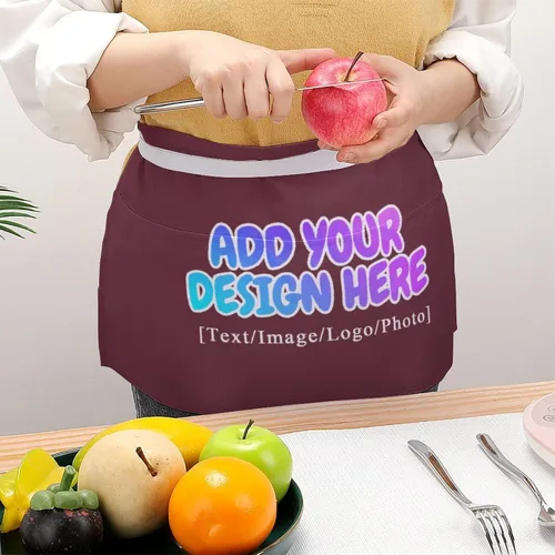 Miniatura 280 de AXKEUDO Delantal personalizado con bolsillos, delantales de cintura para camarera para cocinar en casa, restaurante, servir trabajo