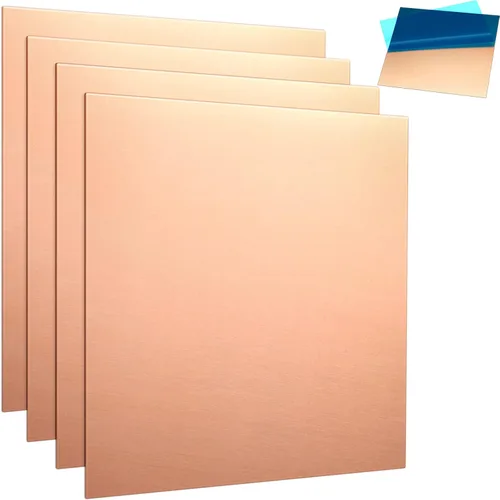 Therwen 4 láminas de cobre de metal para manualidades de 12 x 12 pulgadas, calibre 24, 0.020 in de grosor, sin arañazos, hoja de cobre puro para