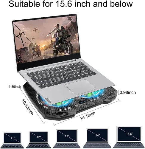 Miniatura 7 de LIANGSTAR Almohadilla de enfriamiento para laptop, enfriador de laptop para juegos con 2 ventiladores grandes silenciosos, cambio de luz RGB de 7