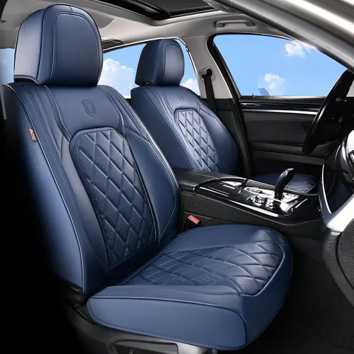 Miniatura 30 de Coverado Fundas de Asientos Delanteros, Funda de Asiento de Cuero Sintético de Lujo Impermeable, Protector de Asiento de Coche Beige, Funda