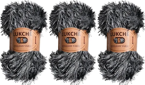 Miniatura 22 de Hilo de Pelo de Pestañas de Diversión de Lana de Felpa Premium 100% Poliéster 164 Yardas (150 Mt), 3.53 Oz (100 Gr) Hilo de Crochet Colorido DIY