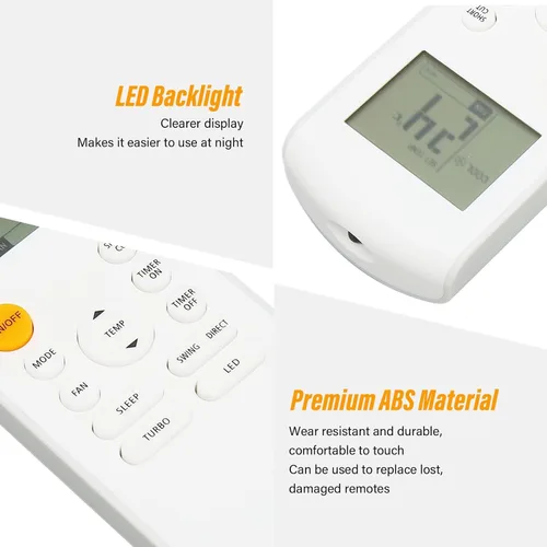 Miniatura 9 de Control remoto de aire acondicionado, control remoto universal de CA, repuesto de retroiluminación LED para RG57B1 RG57B2 RG57B RG57 RG57A RG57A6