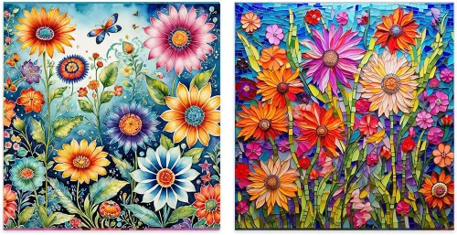 Miniatura 12 de OFRKE Kits de Pintura de Diamantes de Gato y Lobo de 2 Piezas para Adultos, Kits de Arte de Diamantes 5D DIY de Taladro Completo Redondo