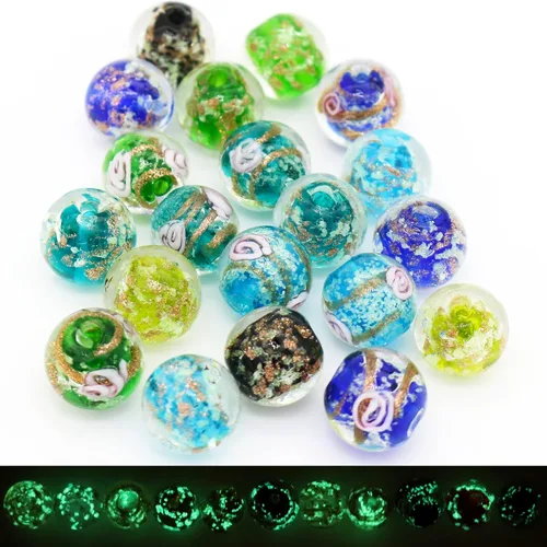 Miniatura 2 de Artsy Crafts - 60 cuentas surtidas de luciérnaga que brillan en la oscuridad de 0.472 in (0.472 in), cuentas de vidrio luminosas para hacer joyas
