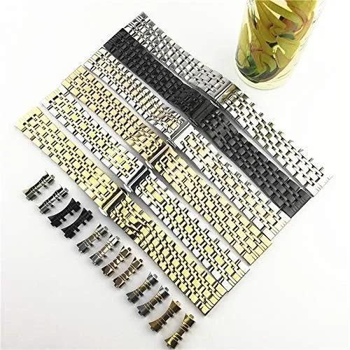 Miniatura 3 de DAHASE Correa de reloj de acero inoxidable con extremo recto curvo 2 en 1, 12, 14, 15, 16, 17, 18, 19, 20, 21, 22, 23, 24, 1.024 in, correa