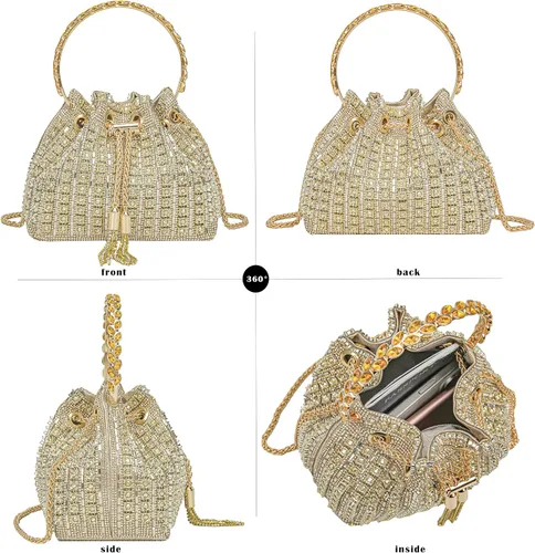 Miniatura 2 de Bolso de noche con diamantes brillantes para mujer, bolso de mano con diamantes de imitación para fiesta, baile de graduación, cóctel