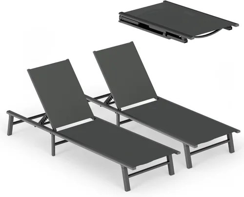 Miniatura 8 de Tumbona de Aluminio para Exteriores - Silla de Descanso Plegable y de Montaje Libre para Exteriores con 5 Respaldos Ajustables, Silla de Patio