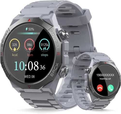 Miniatura 8 de Qecnato Relojes inteligentes militares para hombre (respuesta/hacer llamadas), relojes HD de 1.39 pulgadas, monitor de frecuencia cardíaca/sueño