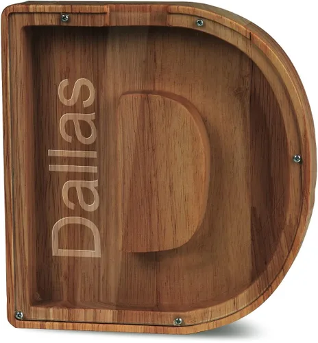 Miniatura 53 de Alcancía con nombre personalizado, 26 letras láser con texto personalizado, banco de monedas de madera, significado educativo, alcancía con nombre