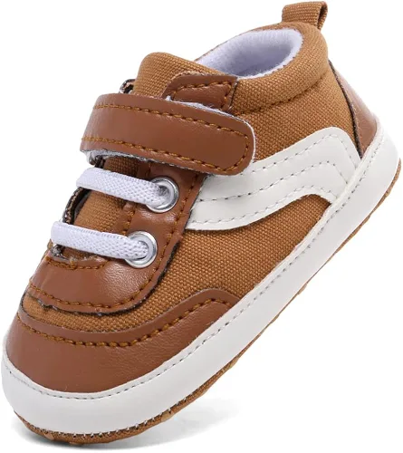 SABATUTU Tenis de lona para bebés niños y niñas, suela suave, antideslizantes, ligeros, para recién nacidos, para primeros pasos, para cuna de 0 a