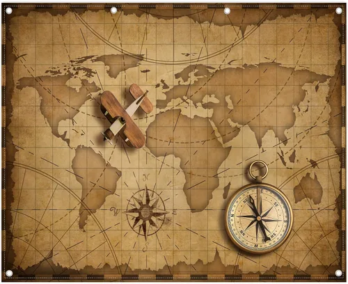 10x8ft Vintage World Map Backdrop Airplane Travel Photography Background Kids Birthday Party Decorations Baby Shower Photo Booth Props