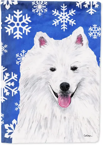 Miniatura 119 de Caroline's Treasures SC9374GF Bulldog English Snow flakes Holiday Garden Flag Buzón Bandera decorativa para patio exterior, patio, obras de arte