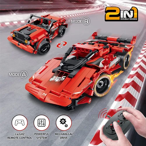 Miniatura 2 de GMAOPHY Juguetes de construcción STEM para niños de 5, 6, 7, 8, 9, 10, 11, 12 años, kits de ingeniería de auto de carreras de control remoto 2 en 1