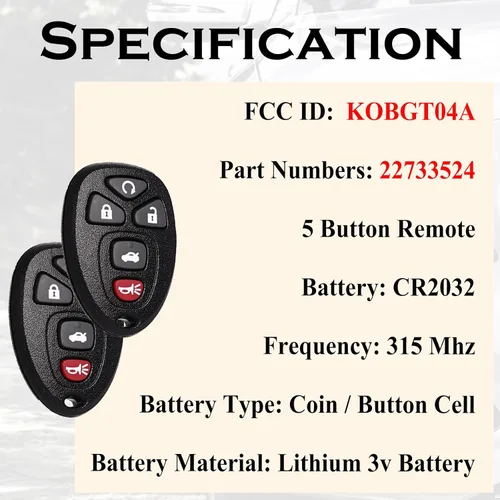 Miniatura 3 de SUPALAND Llavero de Reemplazo para Control Remoto Compatible con Chevy Malibu 2004 2005 2006 2007 2008 2009 2010 2012 Cobalt Pontiac G5 G6 Grand