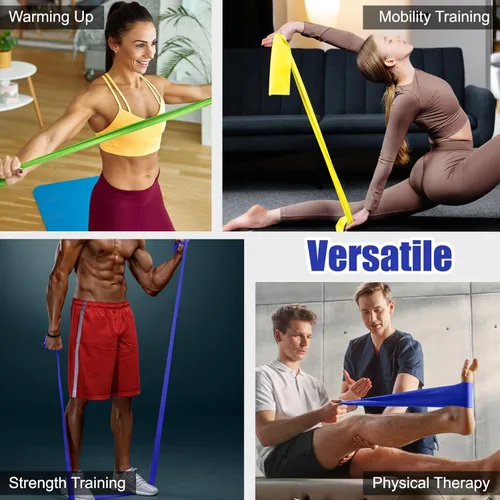 Miniatura 5 de Bandas de Resistencia Planas para Fisioterapia y Rehabilitación, Pilates, Yoga, Bandas Elásticas de Látex para Entrenamiento de Resistencia