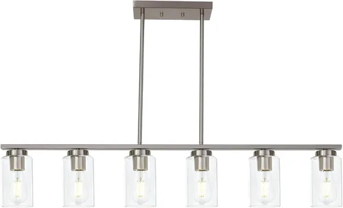 Miniatura 10 de TODOLUZ Lámparas colgantes industriales negras, iluminación colgante de cocina con pantalla cilíndrica de vidrio transparente para granja, comedor
