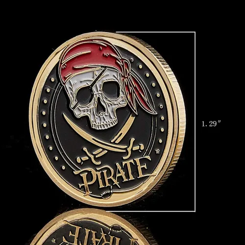 Miniatura 6 de Joygulls Treasure Island Bay Moneda Cráneo Barco Pirata Challenge Coin