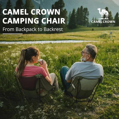 Miniatura 5 de CAMEL CROWN Silla de camping resistente para mochileros, silla plegable ultraligera con bolsa de transporte, portátil compacta para exteriores