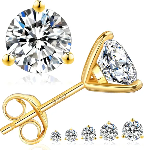 KRKC Aretes tipo dormilona de moissanita de 0.6 a 3 quilates, color D, claridad VVS1, aretes de diamante creado en laboratorio para mujer, aretes de