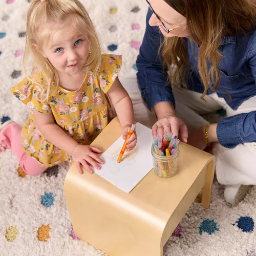 Miniatura 10 de ECR4Kids Silla cúbica multiusos de madera curvada, muebles para niños, natural