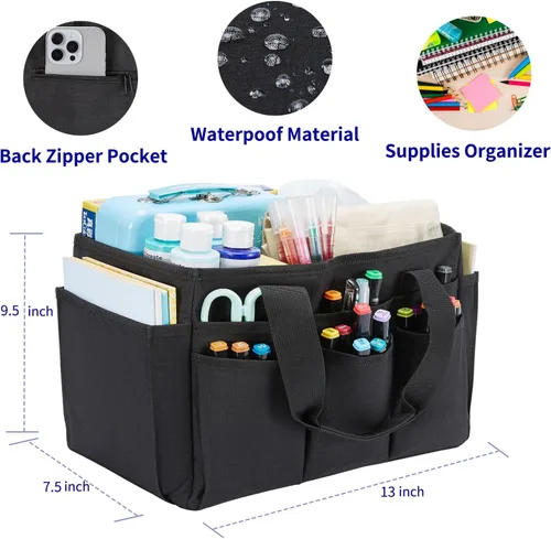 Miniatura 6 de Bolsa Tote para Manualidades, Organizador de Arte, Caddy de Suministros de Limpieza, Bolsa de Transporte con Asa para Múltiples Propósitos, Caddy