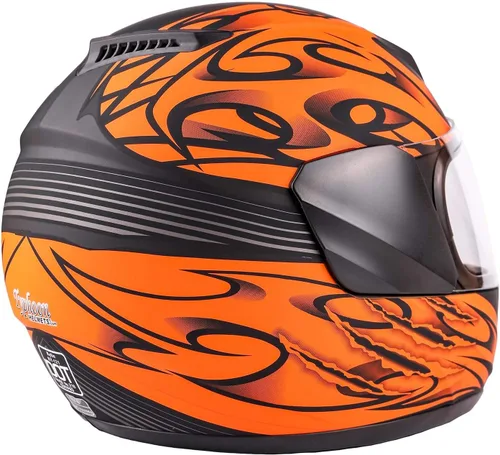 Miniatura 4 de Typhoon - Casco de cara completa para niños y jóvenes con escudo y guantes, combo para motocicleta y moto de cross Naranja mate con guantes naranjas