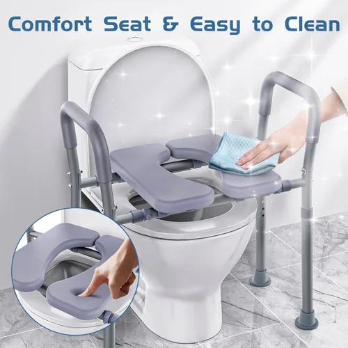 Miniatura 5 de Elevador de Asiento de Inodoro Dedibody para Personas Mayores, Asiento de Inodoro Elevado con Asas, Altura y Ancho Ajustables, Asiento de Inodoro