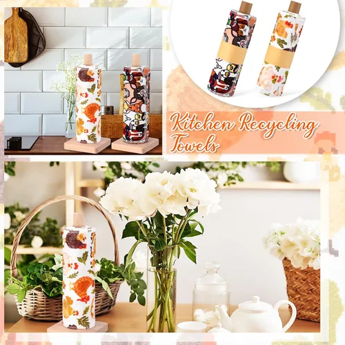 Miniatura 3 de Redbaker 50 piezas de toallas de papel reutilizables paños de algodón reutilizables sin papel toallas de papel absorbentes lavables con rollo paños