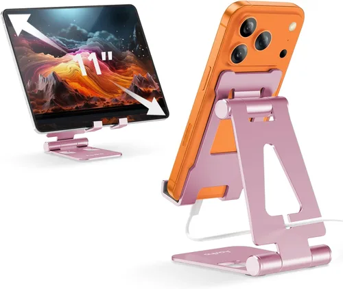 Miniatura 13 de Aoviho Soporte de teléfono celular para escritorio, soporte ajustable para teléfono de escritorio, base plegable para teléfono móvil para iPhone 17