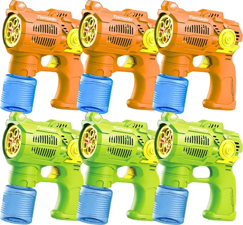 Miniatura 9 de Juego de 2 pistolas de burbujas con baterías, juguetes sopladores automáticos de burbujas para niños y niños pequeños, 1 disparador de burbujas azul