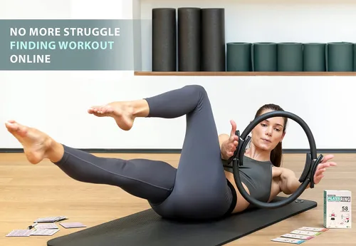 Miniatura 2 de Tarjetas de entrenamiento con anillo de pilates Flexies - 58 tarjetas de ejercicios con anillo de pilates, círculo de pilates, postura