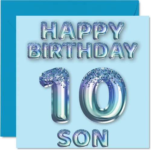 Miniatura 106 de Stuff4 Tarjeta de primer cumpleaños para niños, globo de fiesta con purpurina azul, tarjetas de feliz cumpleaños para niño de 1 año, nieto, hijo, 57