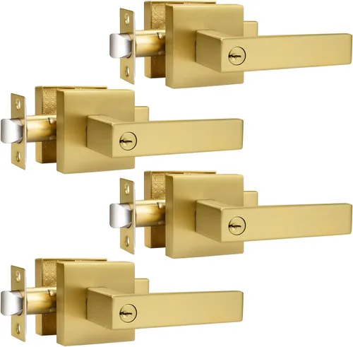 Miniatura 104 de Probrico Paquete de 4 manijas de puerta simuladas en negro mate, manijas interiores que no giran, manijas reversibles resistentes para interiores