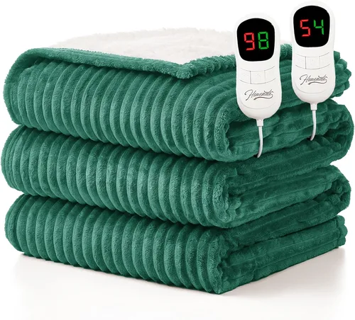 Miniatura 46 de Homemate Manta térmica eléctrica de 50 x 60 pulgadas, manta térmica de 1/2/4/6/8 horas de apagado automático, 10 niveles de calor, protección contra