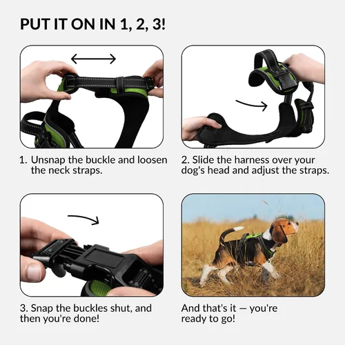 Miniatura 4 de CollarDirect Arnés reflectante sin tirones para perro, con asa y clip frontal, chaleco acolchado suave ajustable para perros pequeños a grandes