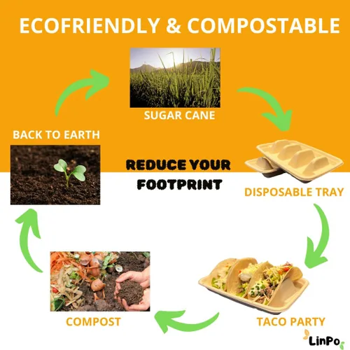 Miniatura 5 de Soporte desechable para tacos - Paquete de 25 platos biodegradables para tacos, kit de tacos, suministros para fiestas de tacos, bandeja de tacos