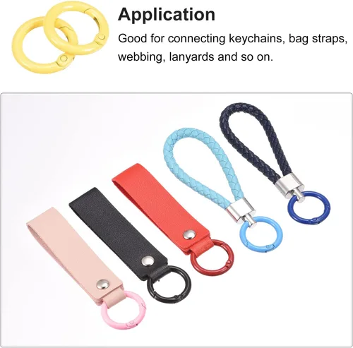 Miniatura 5 de uxcell Anillos redondos de resorte, hebilla de gatillo para bolsos, monederos, llavero Amarillo