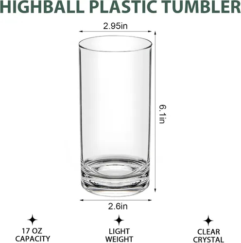 Miniatura 6 de Juego de 12 vasos de whisky de plástico de 12 onzas, vasos irrompibles a la antigua, vasos de cóctel de plástico transparente, vasos de plástico